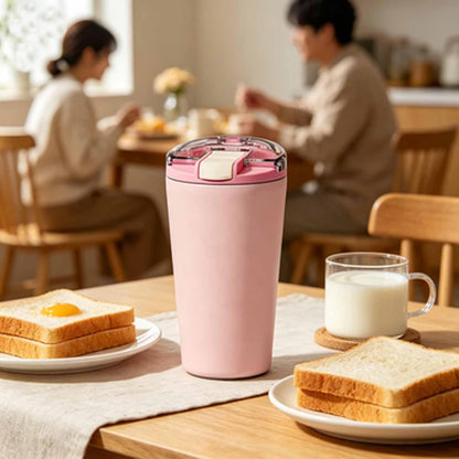 14oz Double Wall Stainless Steel Vacuum Insulated Travel Tumbler with Lid | Food-grade 304 steel, heat & cold retention, leakproof lid, portable for car office camping, reusable daily cup