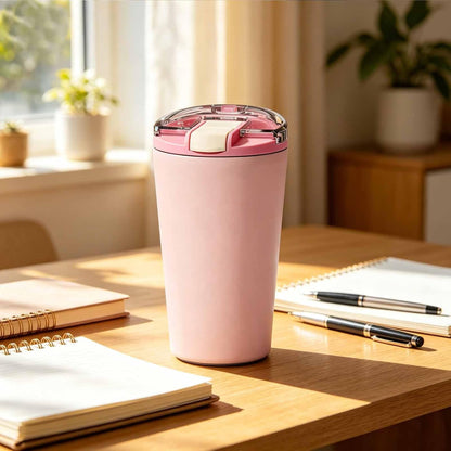 14oz Double Wall Stainless Steel Vacuum Insulated Travel Tumbler with Lid | Food-grade 304 steel, heat & cold retention, leakproof lid, portable for car office camping, reusable daily cup