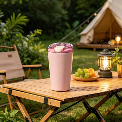 14oz Double Wall Stainless Steel Vacuum Insulated Travel Tumbler with Lid | Food-grade 304 steel, heat & cold retention, leakproof lid, portable for car office camping, reusable daily cup