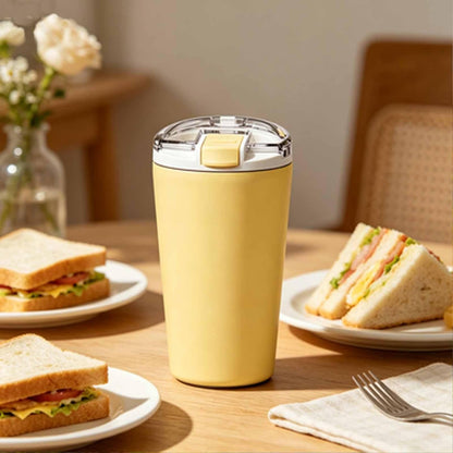 14oz Double Wall Stainless Steel Vacuum Insulated Travel Tumbler with Lid | Food-grade 304 steel, heat & cold retention, leakproof lid, portable for car office camping, reusable daily cup