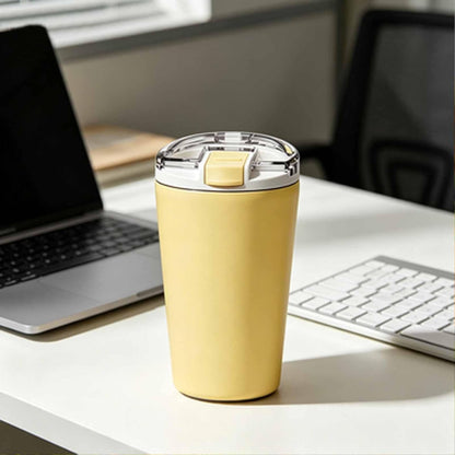 14oz Double Wall Stainless Steel Vacuum Insulated Travel Tumbler with Lid | Food-grade 304 steel, heat & cold retention, leakproof lid, portable for car office camping, reusable daily cup