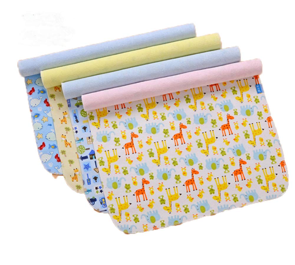 4pcs Pack Baby Infant Waterproof Cotton Changing Pads 18"x12" Washable Resuable Diapers Liners Mats (4pcs Pack-18"x12")