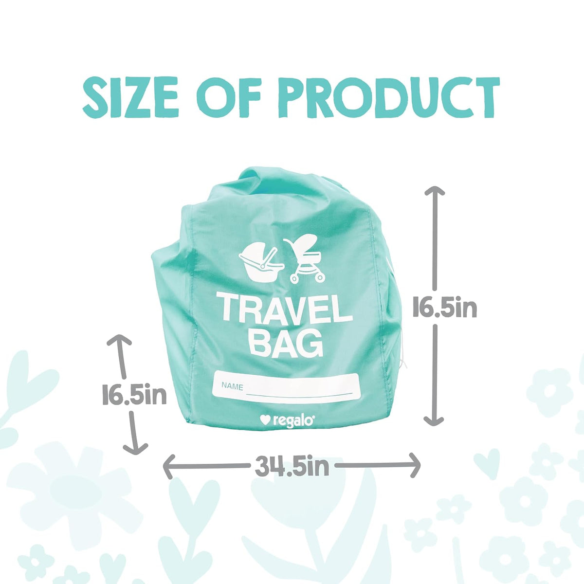 On-The-Go Travel Bag for Car Seats & Strollers, Airline Certified Gate Check Bag, Universal Fit, Durable Lightweight Travel Cover with ID Window