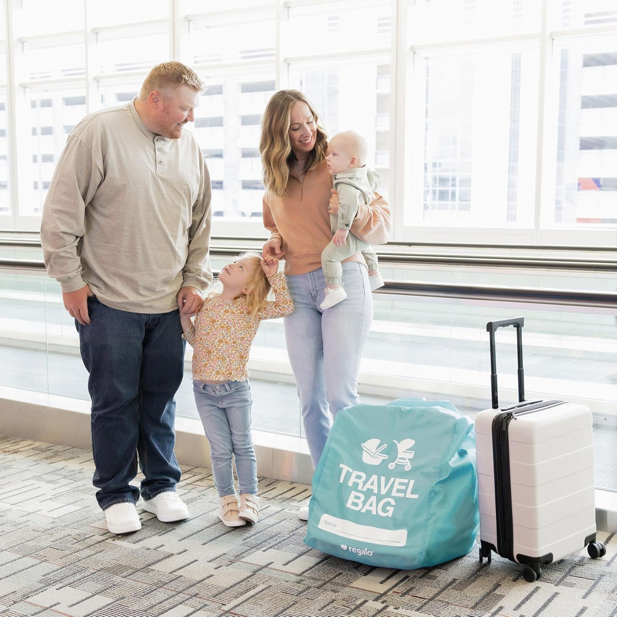 On-The-Go Travel Bag for Car Seats & Strollers, Airline Certified Gate Check Bag, Universal Fit, Durable Lightweight Travel Cover with ID Window