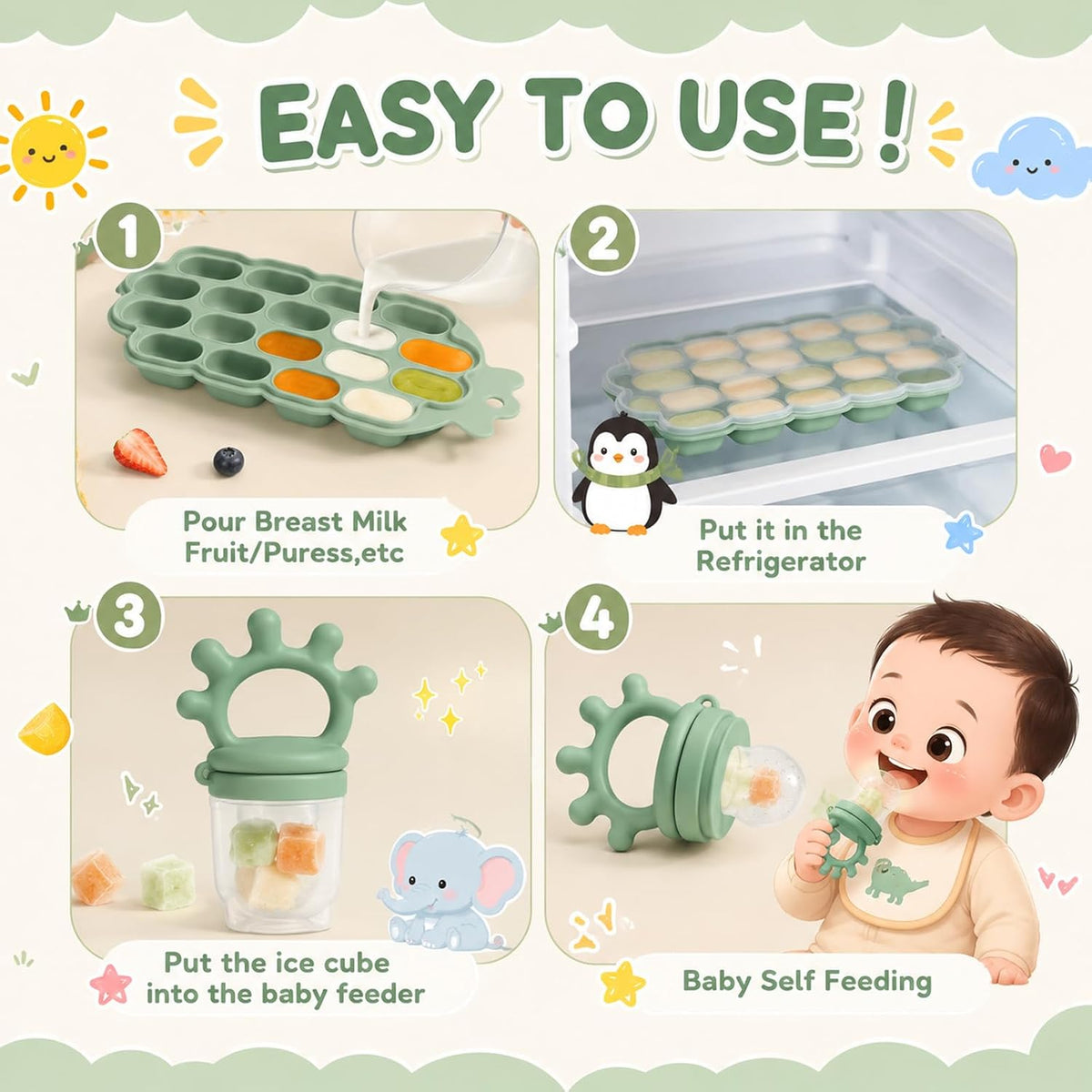 22 Pcs Silicone Baby Feeding Set, Baby Eating Utensils