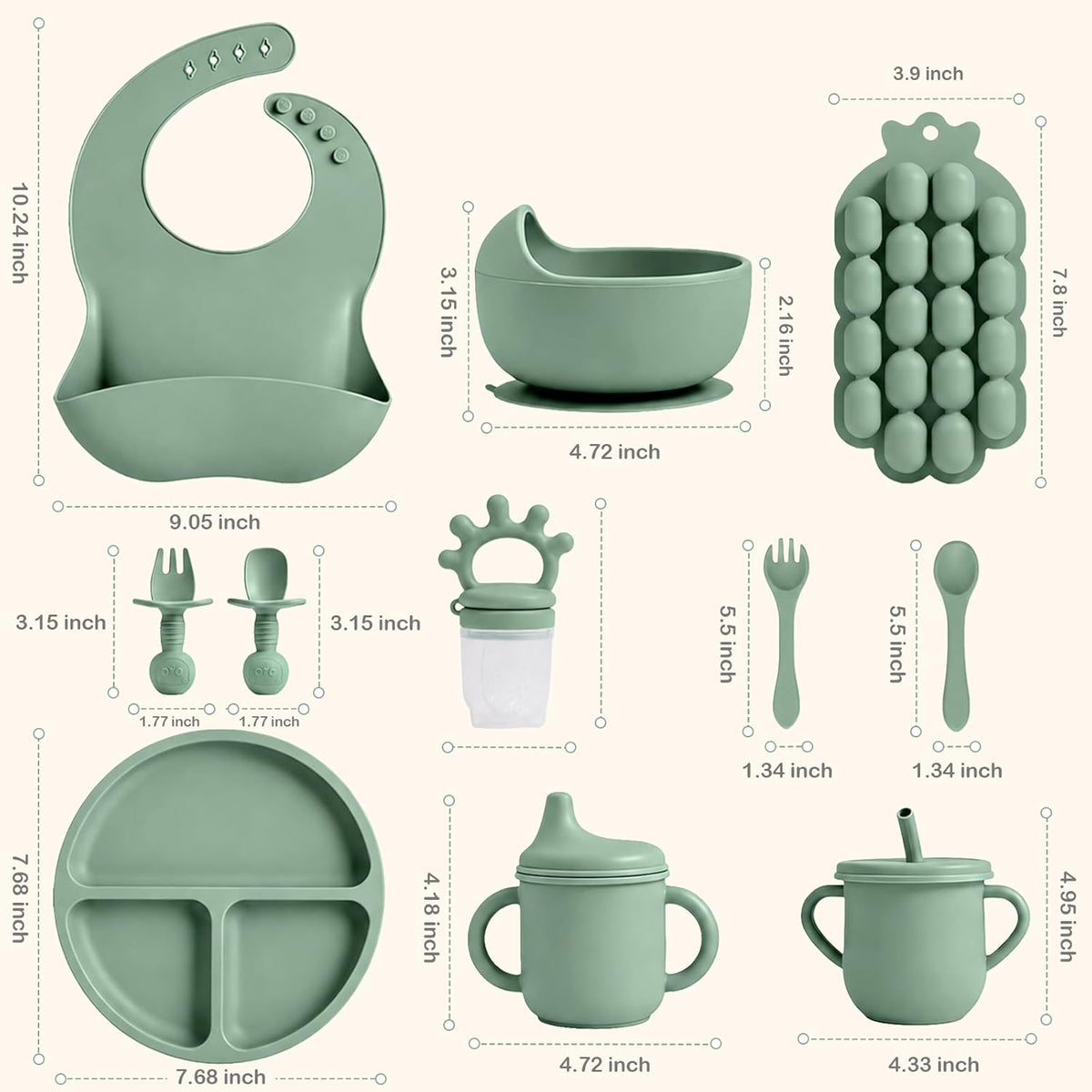 22 Pcs Silicone Baby Feeding Set, Baby Eating Utensils