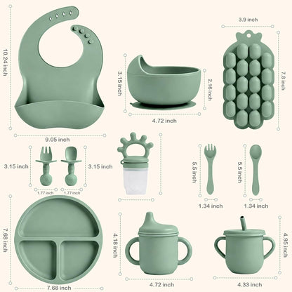 22 Pcs Silicone Baby Feeding Set, Baby Eating Utensils