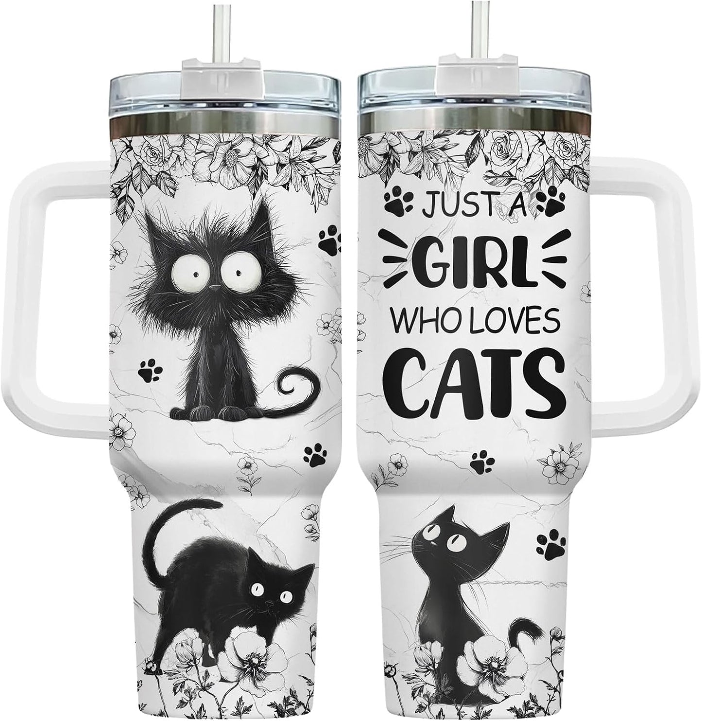 Funny Cat Will Not Harm My 40 oz Tumbler with Handle, Cat Lover Gift | Feline Lover Gift, Feline Kitty Whiskers Paw Meow Fur Baby Heifer Ranch Farmhouse Cattle Moo Tumbler
