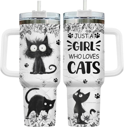 Funny Cat Will Not Harm My 40 oz Tumbler with Handle, Cat Lover Gift | Feline Lover Gift, Feline Kitty Whiskers Paw Meow Fur Baby Heifer Ranch Farmhouse Cattle Moo Tumbler