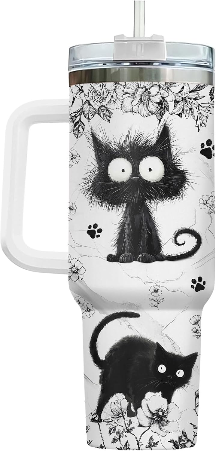 Funny Cat Will Not Harm My 40 oz Tumbler with Handle, Cat Lover Gift | Feline Lover Gift, Feline Kitty Whiskers Paw Meow Fur Baby Heifer Ranch Farmhouse Cattle Moo Tumbler