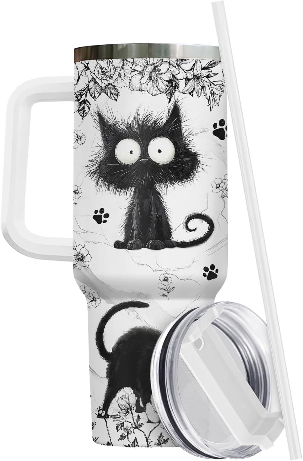 Funny Cat Will Not Harm My 40 oz Tumbler with Handle, Cat Lover Gift | Feline Lover Gift, Feline Kitty Whiskers Paw Meow Fur Baby Heifer Ranch Farmhouse Cattle Moo Tumbler