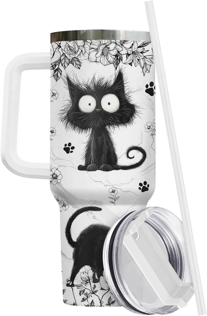 Funny Cat Will Not Harm My 40 oz Tumbler with Handle, Cat Lover Gift | Feline Lover Gift, Feline Kitty Whiskers Paw Meow Fur Baby Heifer Ranch Farmhouse Cattle Moo Tumbler