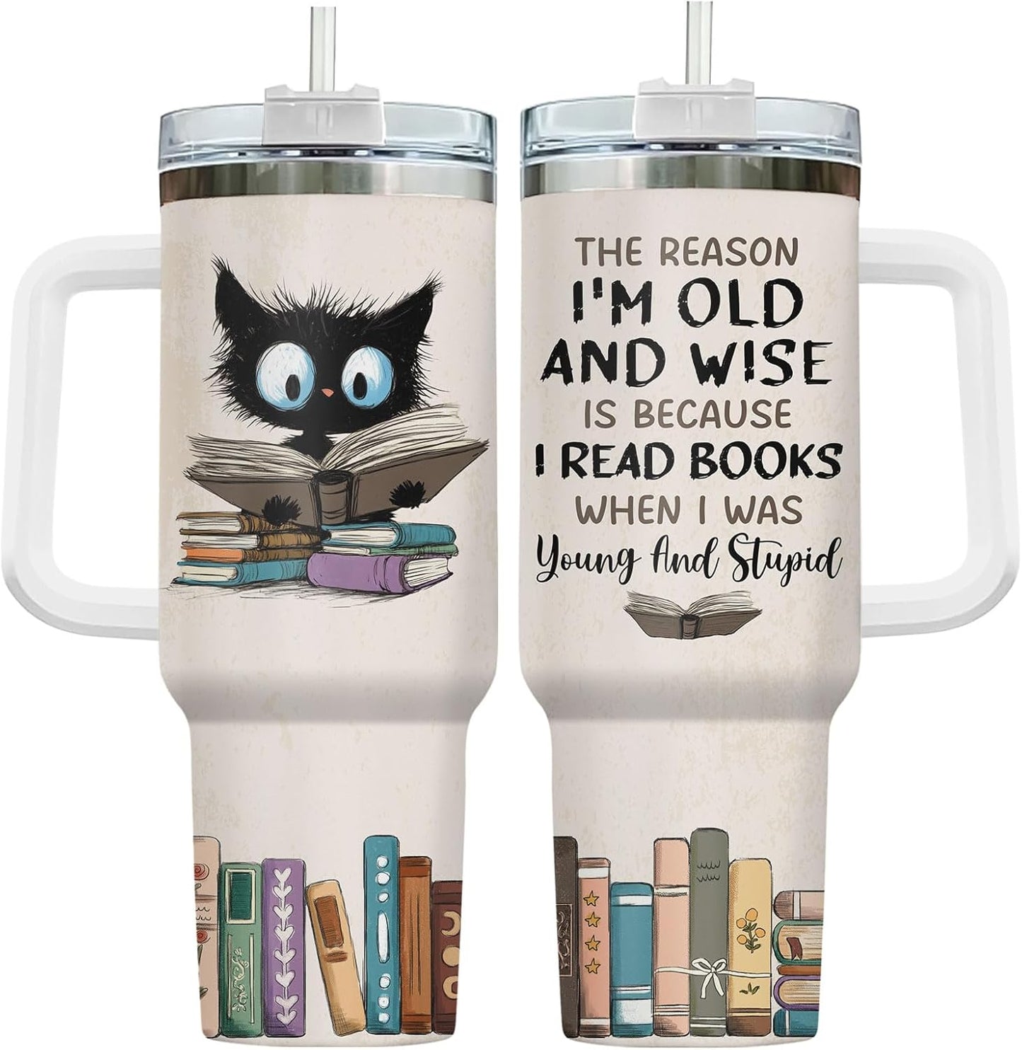 Funny Cat Will Not Harm My 40 oz Tumbler with Handle, Cat Lover Gift | Feline Lover Gift, Feline Kitty Whiskers Paw Meow Fur Baby Heifer Ranch Farmhouse Cattle Moo Tumbler
