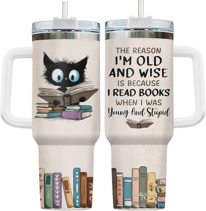 Funny Cat Will Not Harm My 40 oz Tumbler with Handle, Cat Lover Gift | Feline Lover Gift, Feline Kitty Whiskers Paw Meow Fur Baby Heifer Ranch Farmhouse Cattle Moo Tumbler