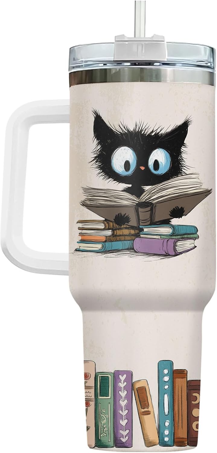 Funny Cat Will Not Harm My 40 oz Tumbler with Handle, Cat Lover Gift | Feline Lover Gift, Feline Kitty Whiskers Paw Meow Fur Baby Heifer Ranch Farmhouse Cattle Moo Tumbler