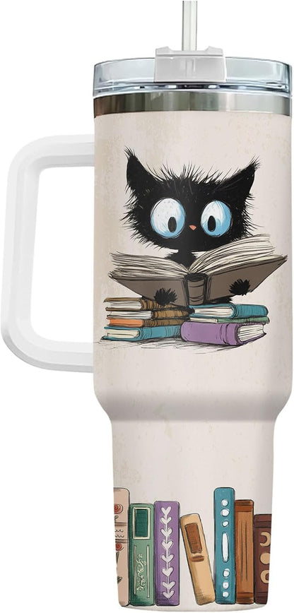 Funny Cat Will Not Harm My 40 oz Tumbler with Handle, Cat Lover Gift | Feline Lover Gift, Feline Kitty Whiskers Paw Meow Fur Baby Heifer Ranch Farmhouse Cattle Moo Tumbler
