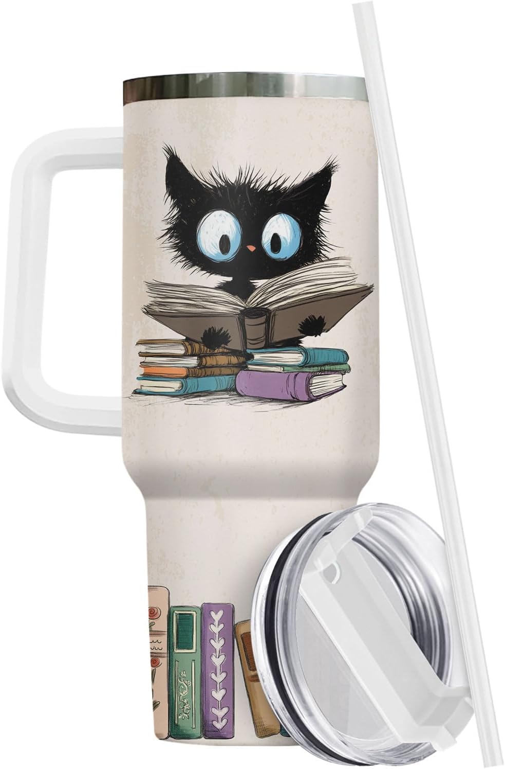 Funny Cat Will Not Harm My 40 oz Tumbler with Handle, Cat Lover Gift | Feline Lover Gift, Feline Kitty Whiskers Paw Meow Fur Baby Heifer Ranch Farmhouse Cattle Moo Tumbler