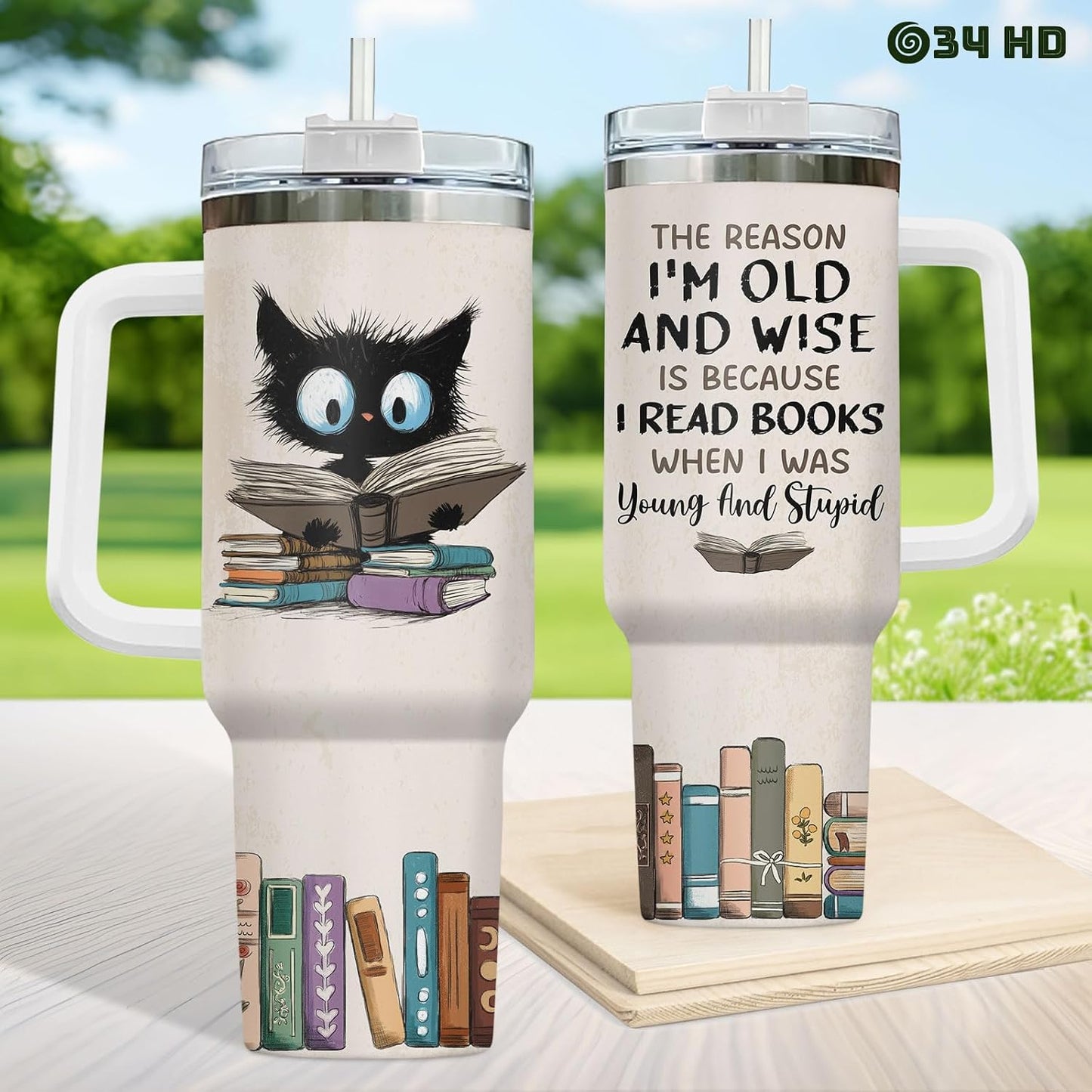 Funny Cat Will Not Harm My 40 oz Tumbler with Handle, Cat Lover Gift | Feline Lover Gift, Feline Kitty Whiskers Paw Meow Fur Baby Heifer Ranch Farmhouse Cattle Moo Tumbler