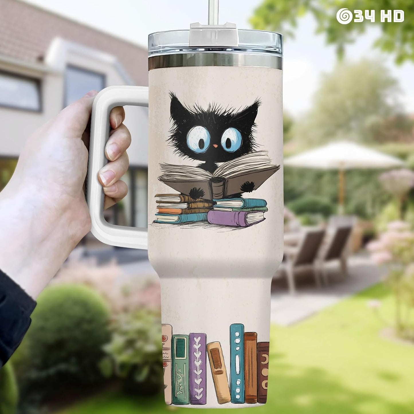Funny Cat Will Not Harm My 40 oz Tumbler with Handle, Cat Lover Gift | Feline Lover Gift, Feline Kitty Whiskers Paw Meow Fur Baby Heifer Ranch Farmhouse Cattle Moo Tumbler