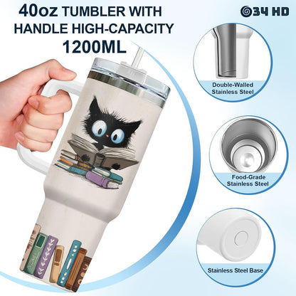 Funny Cat Will Not Harm My 40 oz Tumbler with Handle, Cat Lover Gift | Feline Lover Gift, Feline Kitty Whiskers Paw Meow Fur Baby Heifer Ranch Farmhouse Cattle Moo Tumbler