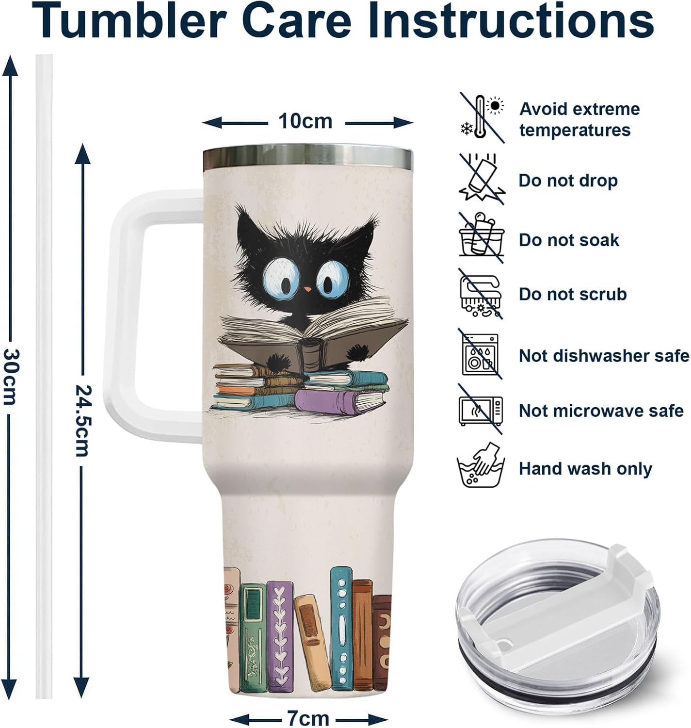 Funny Cat Will Not Harm My 40 oz Tumbler with Handle, Cat Lover Gift | Feline Lover Gift, Feline Kitty Whiskers Paw Meow Fur Baby Heifer Ranch Farmhouse Cattle Moo Tumbler