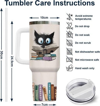Funny Cat Will Not Harm My 40 oz Tumbler with Handle, Cat Lover Gift | Feline Lover Gift, Feline Kitty Whiskers Paw Meow Fur Baby Heifer Ranch Farmhouse Cattle Moo Tumbler
