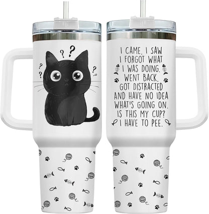 Funny Cat Will Not Harm My 40 oz Tumbler with Handle, Cat Lover Gift | Feline Lover Gift, Feline Kitty Whiskers Paw Meow Fur Baby Heifer Ranch Farmhouse Cattle Moo Tumbler