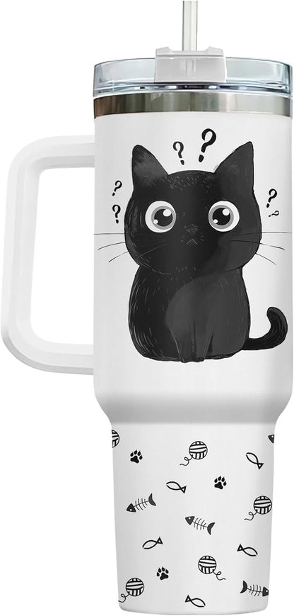 Funny Cat Will Not Harm My 40 oz Tumbler with Handle, Cat Lover Gift | Feline Lover Gift, Feline Kitty Whiskers Paw Meow Fur Baby Heifer Ranch Farmhouse Cattle Moo Tumbler