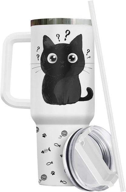 Funny Cat Will Not Harm My 40 oz Tumbler with Handle, Cat Lover Gift | Feline Lover Gift, Feline Kitty Whiskers Paw Meow Fur Baby Heifer Ranch Farmhouse Cattle Moo Tumbler