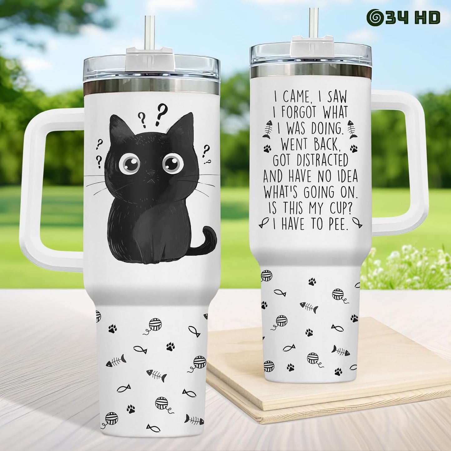 Funny Cat Will Not Harm My 40 oz Tumbler with Handle, Cat Lover Gift | Feline Lover Gift, Feline Kitty Whiskers Paw Meow Fur Baby Heifer Ranch Farmhouse Cattle Moo Tumbler