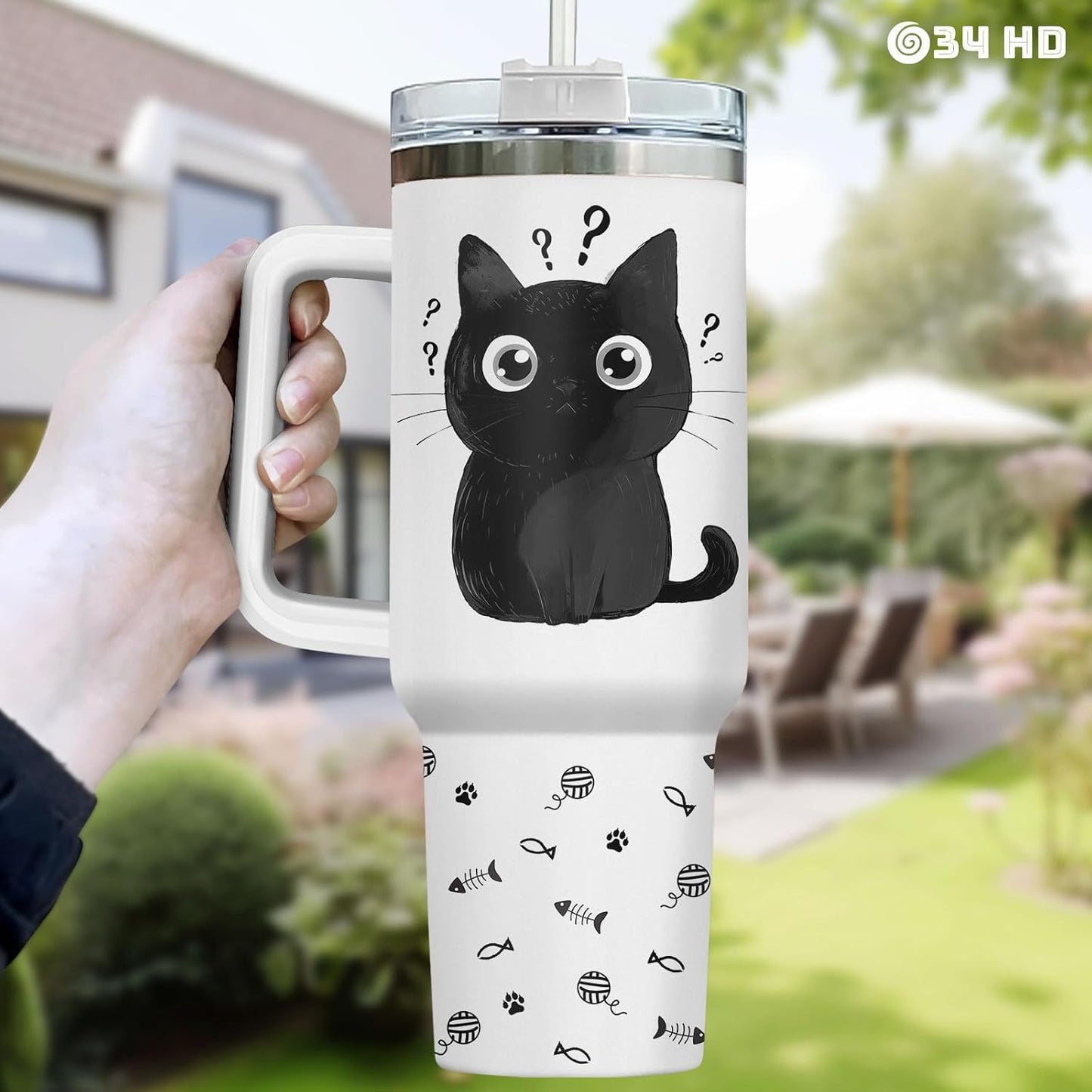 Funny Cat Will Not Harm My 40 oz Tumbler with Handle, Cat Lover Gift | Feline Lover Gift, Feline Kitty Whiskers Paw Meow Fur Baby Heifer Ranch Farmhouse Cattle Moo Tumbler