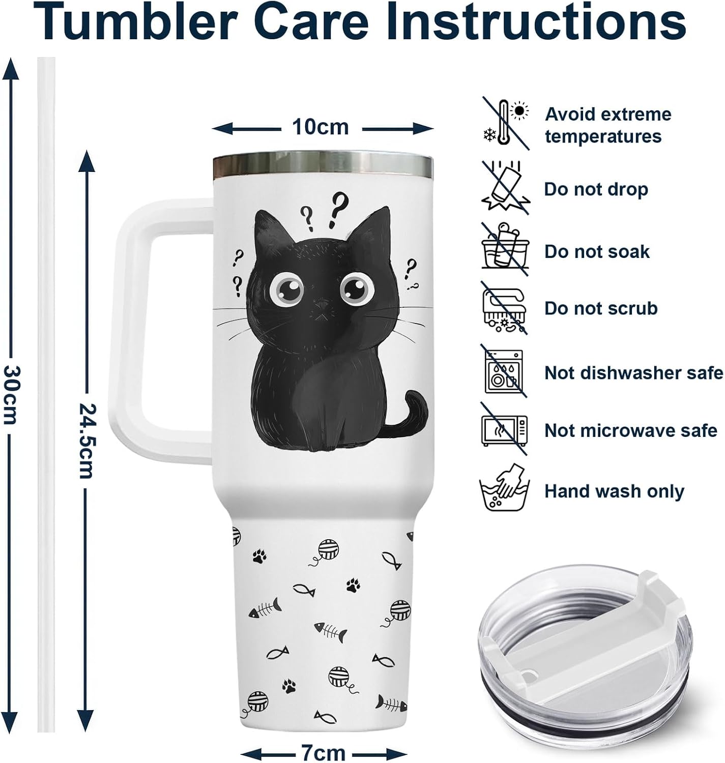 Funny Cat Will Not Harm My 40 oz Tumbler with Handle, Cat Lover Gift | Feline Lover Gift, Feline Kitty Whiskers Paw Meow Fur Baby Heifer Ranch Farmhouse Cattle Moo Tumbler