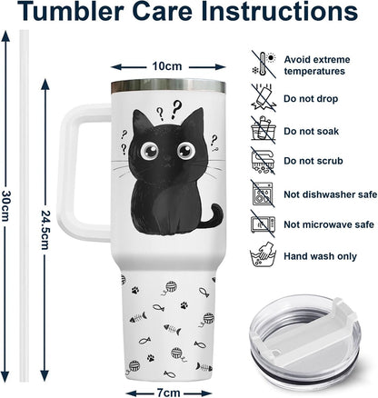 Funny Cat Will Not Harm My 40 oz Tumbler with Handle, Cat Lover Gift | Feline Lover Gift, Feline Kitty Whiskers Paw Meow Fur Baby Heifer Ranch Farmhouse Cattle Moo Tumbler