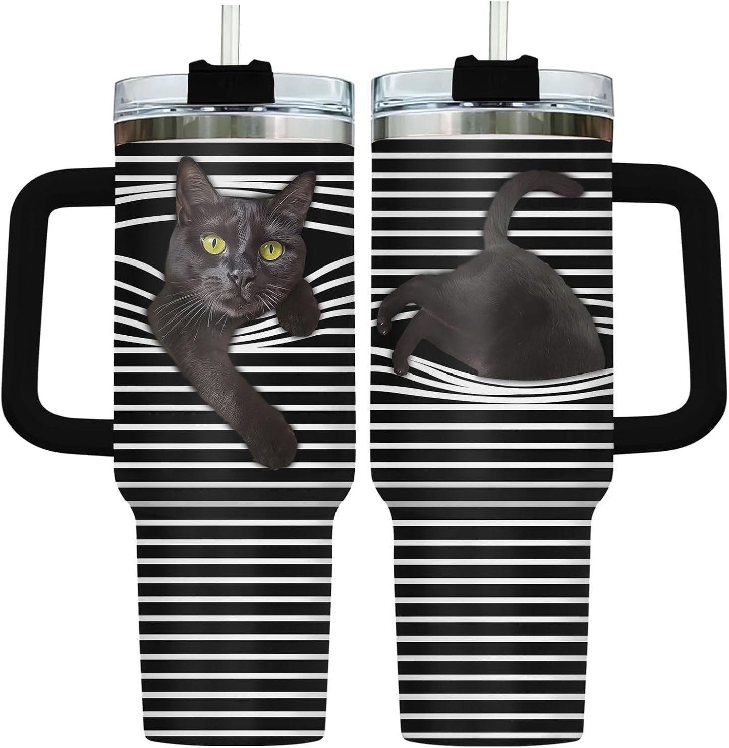 Funny Cat Will Not Harm My 40 oz Tumbler with Handle, Cat Lover Gift | Feline Lover Gift, Feline Kitty Whiskers Paw Meow Fur Baby Heifer Ranch Farmhouse Cattle Moo Tumbler