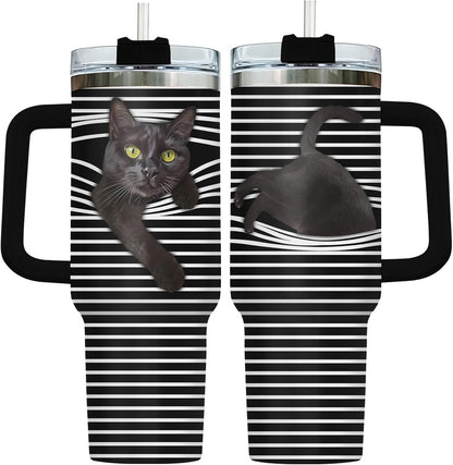 Funny Cat Will Not Harm My 40 oz Tumbler with Handle, Cat Lover Gift | Feline Lover Gift, Feline Kitty Whiskers Paw Meow Fur Baby Heifer Ranch Farmhouse Cattle Moo Tumbler