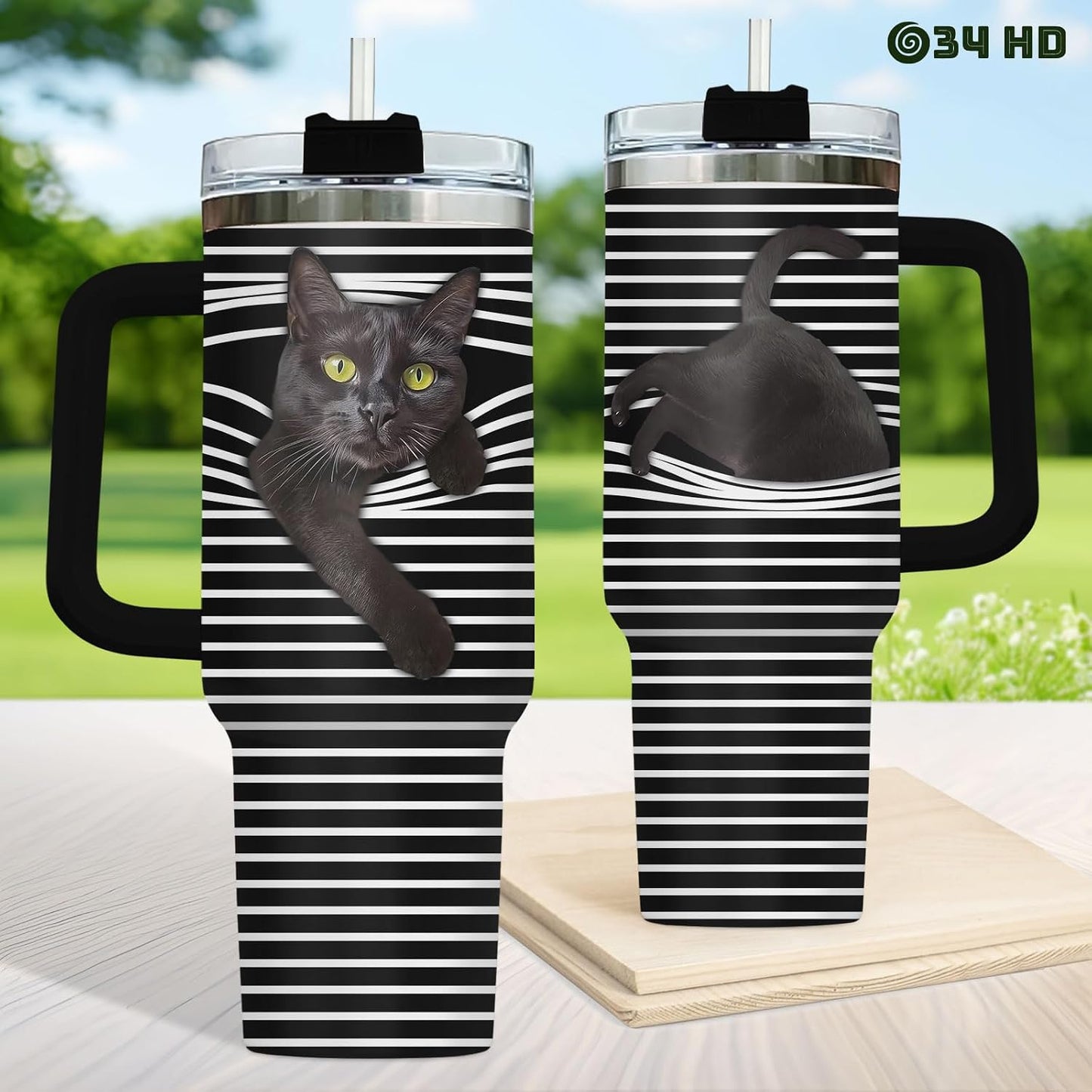 Funny Cat Will Not Harm My 40 oz Tumbler with Handle, Cat Lover Gift | Feline Lover Gift, Feline Kitty Whiskers Paw Meow Fur Baby Heifer Ranch Farmhouse Cattle Moo Tumbler