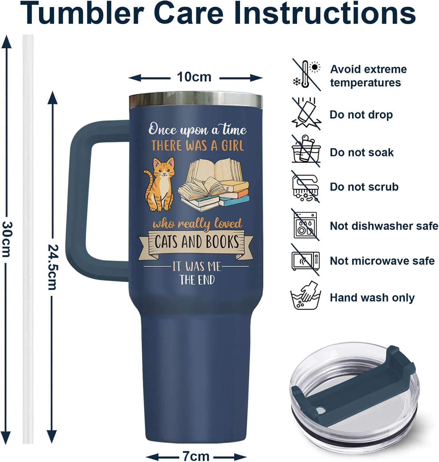 Funny Cat Will Not Harm My 40 oz Tumbler with Handle, Cat Lover Gift | Feline Lover Gift, Feline Kitty Whiskers Paw Meow Fur Baby Heifer Ranch Farmhouse Cattle Moo Tumbler