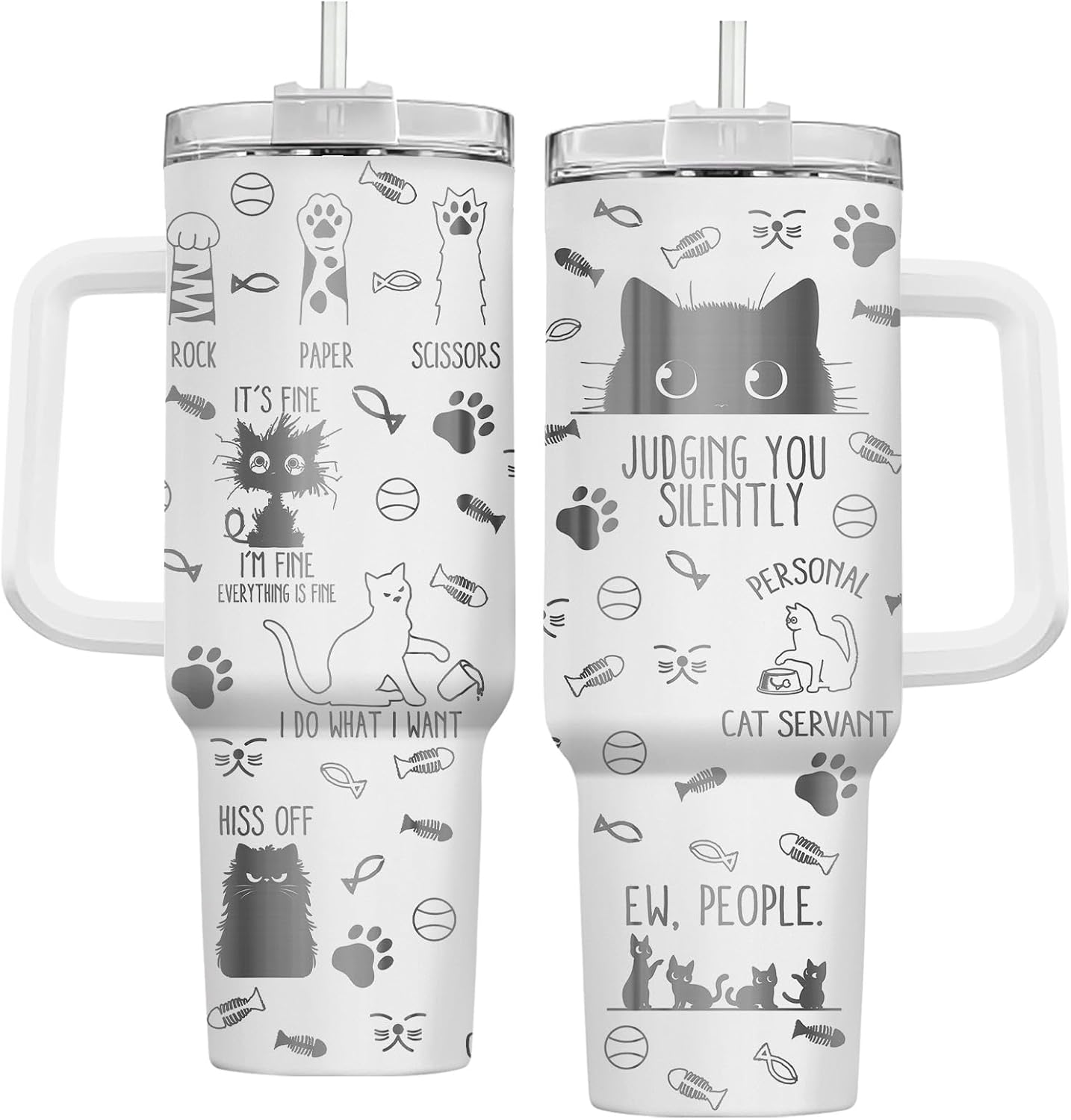 Funny Cat Will Not Harm My 40 oz Tumbler with Handle, Cat Lover Gift | Feline Lover Gift, Feline Kitty Whiskers Paw Meow Fur Baby Heifer Ranch Farmhouse Cattle Moo Tumbler