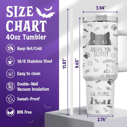 Funny Cat Will Not Harm My 40 oz Tumbler with Handle, Cat Lover Gift | Feline Lover Gift, Feline Kitty Whiskers Paw Meow Fur Baby Heifer Ranch Farmhouse Cattle Moo Tumbler