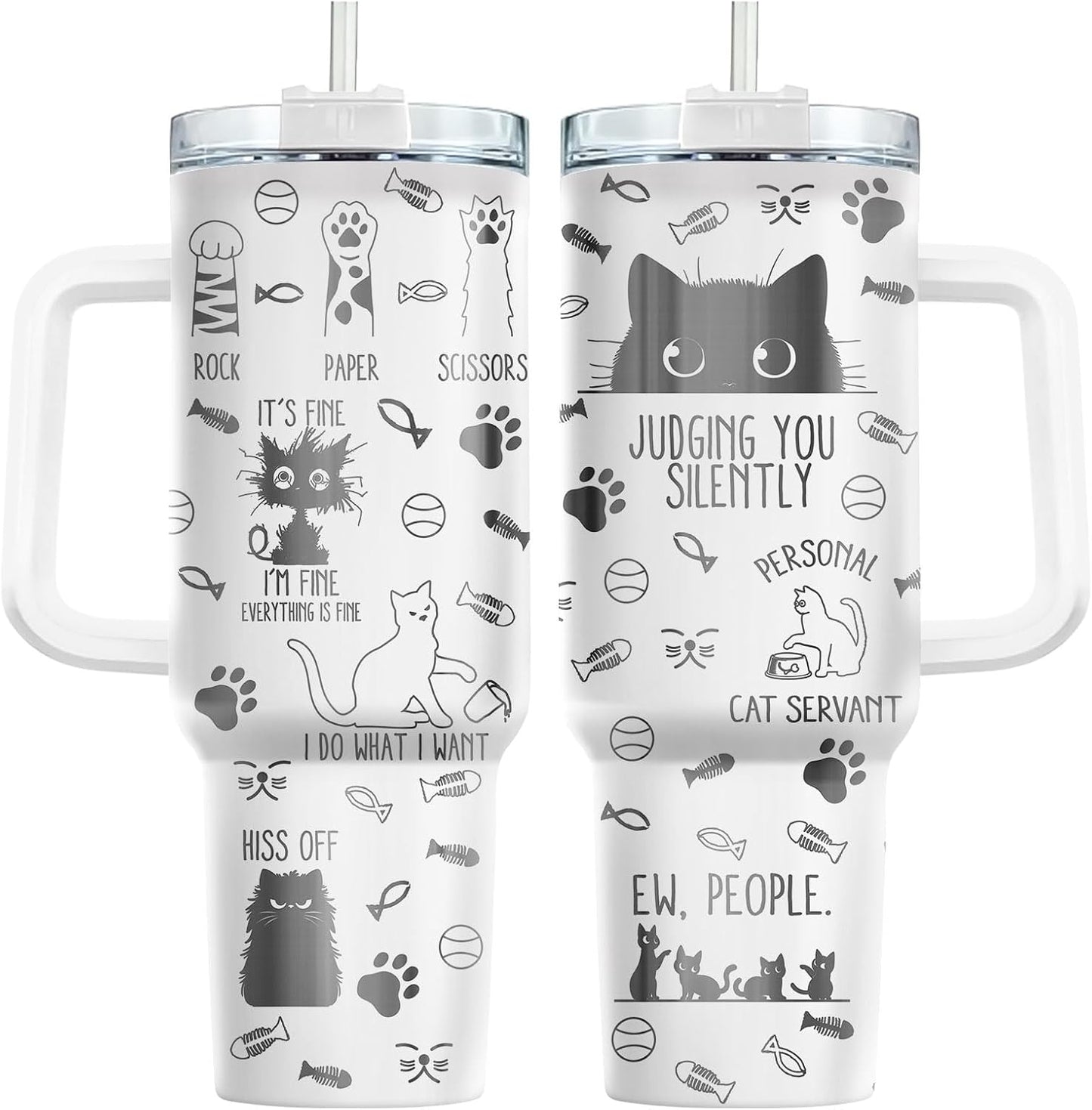 Funny Cat Will Not Harm My 40 oz Tumbler with Handle, Cat Lover Gift | Feline Lover Gift, Feline Kitty Whiskers Paw Meow Fur Baby Heifer Ranch Farmhouse Cattle Moo Tumbler