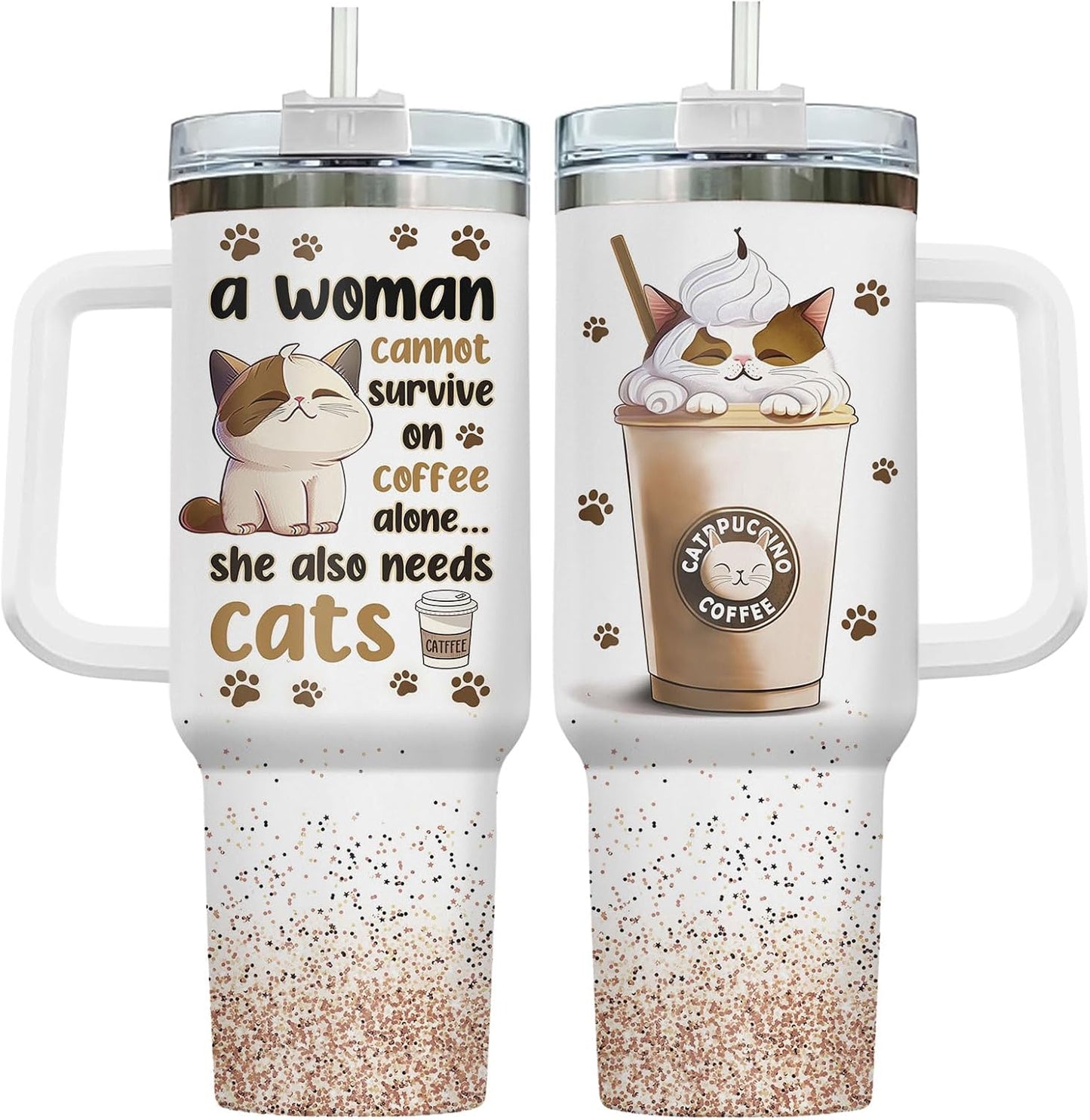 Funny Cat Will Not Harm My 40 oz Tumbler with Handle, Cat Lover Gift | Feline Lover Gift, Feline Kitty Whiskers Paw Meow Fur Baby Heifer Ranch Farmhouse Cattle Moo Tumbler