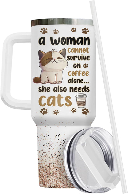 Funny Cat Will Not Harm My 40 oz Tumbler with Handle, Cat Lover Gift | Feline Lover Gift, Feline Kitty Whiskers Paw Meow Fur Baby Heifer Ranch Farmhouse Cattle Moo Tumbler