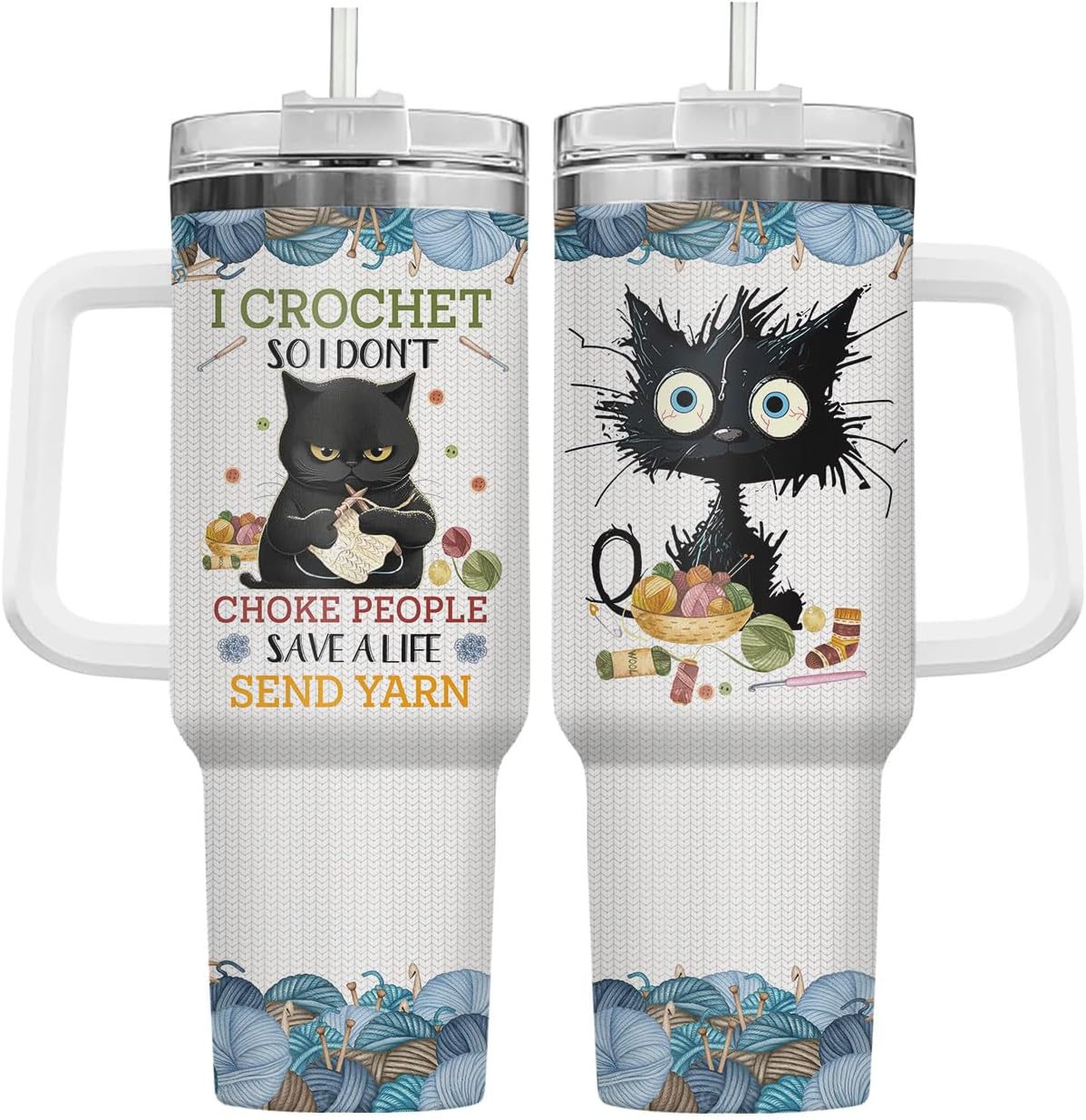Funny Cat Will Not Harm My 40 oz Tumbler with Handle, Cat Lover Gift | Feline Lover Gift, Feline Kitty Whiskers Paw Meow Fur Baby Heifer Ranch Farmhouse Cattle Moo Tumbler