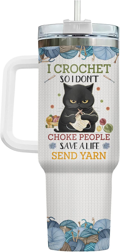 Funny Cat Will Not Harm My 40 oz Tumbler with Handle, Cat Lover Gift | Feline Lover Gift, Feline Kitty Whiskers Paw Meow Fur Baby Heifer Ranch Farmhouse Cattle Moo Tumbler