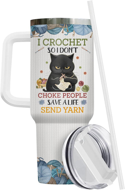 Funny Cat Will Not Harm My 40 oz Tumbler with Handle, Cat Lover Gift | Feline Lover Gift, Feline Kitty Whiskers Paw Meow Fur Baby Heifer Ranch Farmhouse Cattle Moo Tumbler