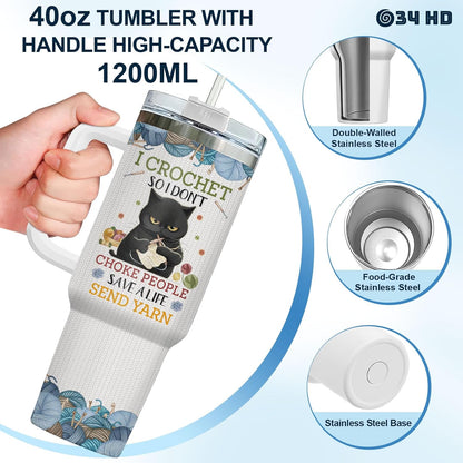 Funny Cat Will Not Harm My 40 oz Tumbler with Handle, Cat Lover Gift | Feline Lover Gift, Feline Kitty Whiskers Paw Meow Fur Baby Heifer Ranch Farmhouse Cattle Moo Tumbler