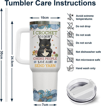 Funny Cat Will Not Harm My 40 oz Tumbler with Handle, Cat Lover Gift | Feline Lover Gift, Feline Kitty Whiskers Paw Meow Fur Baby Heifer Ranch Farmhouse Cattle Moo Tumbler