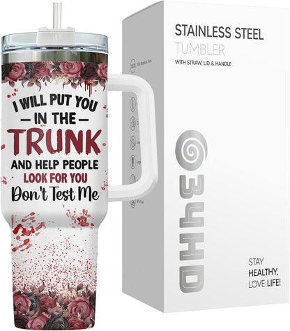 Funny Cat Will Not Harm My 40 oz Tumbler with Handle, Cat Lover Gift | Feline Lover Gift, Feline Kitty Whiskers Paw Meow Fur Baby Heifer Ranch Farmhouse Cattle Moo Tumbler