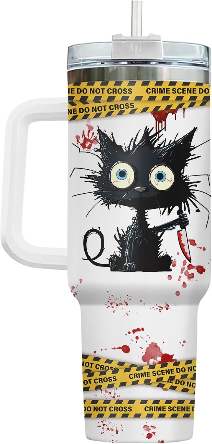 Funny Cat Will Not Harm My 40 oz Tumbler with Handle, Cat Lover Gift | Feline Lover Gift, Feline Kitty Whiskers Paw Meow Fur Baby Heifer Ranch Farmhouse Cattle Moo Tumbler