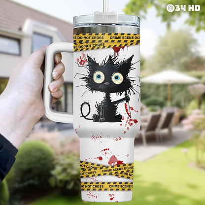 Funny Cat Will Not Harm My 40 oz Tumbler with Handle, Cat Lover Gift | Feline Lover Gift, Feline Kitty Whiskers Paw Meow Fur Baby Heifer Ranch Farmhouse Cattle Moo Tumbler